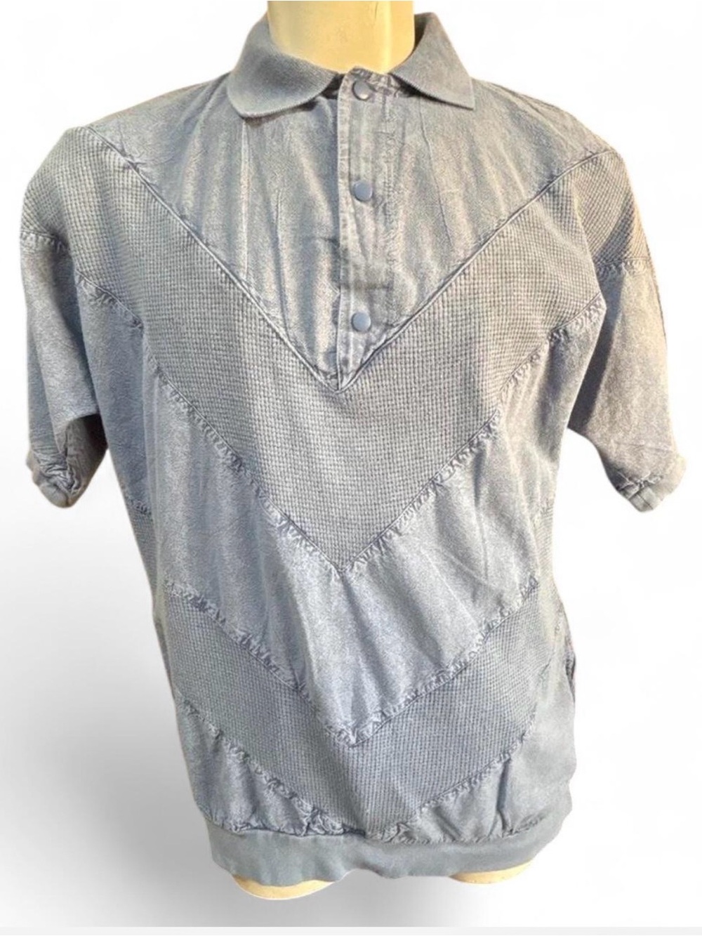 Vintage 90s Great Cavalier Billy T Acid Wash Chevron Knit Polo Shirt M